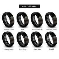 font options for inside engraving on black paw heartbeat rings