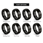 font options for inside engraving on black paw pattern rings