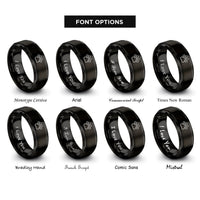 font options for inside engraving on black paw pattern rings
