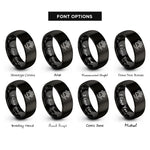 font options for inside engraving on black paw pattern rings