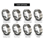 font options for inside engraving on grey paw pattern rings