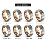 font options for inside engraving on rose gold & silver paw pattern rings