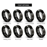 font options for inside engraving on black & grey paw print rings