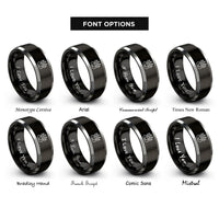 font options for inside engraving on black & grey paw print rings