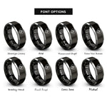font options for inside engraving on black & gray paw print rings