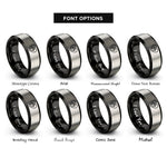font options for inside engraving on black & grey paw print rings