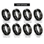 font options for inside engraving on black & gray paw print rings