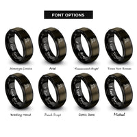font options for inside engraving on gunmetal & black paw print mountains rings