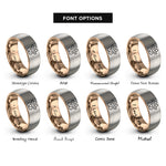 font options for inside engraving on rose gold & gray paw print rings