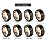 font options for inside engraving on black & rose gold paw shake rings