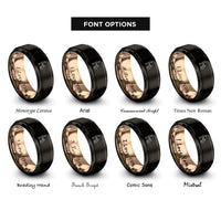 font options for inside engraving on black & rose gold paw shake rings
