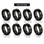 font options for inside engraving on black paw small heart rings