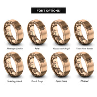 font options for inside engraving on rose gold paw small heart rings