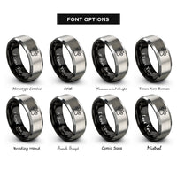 font options for inside engraving on black & grey paw thin line rings