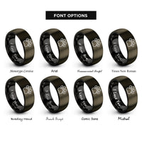 font options for inside engraving on gunmetal & black paw thin line rings