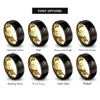 font options for inside engraving on black & gold paw trail rings