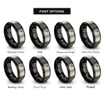 font options for inside engraving on black & silver paw trail rings