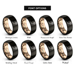 font options for inside engraving on black & rose gold paw trail rings