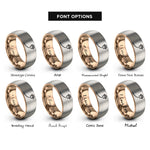 font options for inside engraving on rose gold & gray paw trail rings