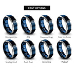 font options for inside engraving on blue & grey pcb board icon rings