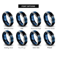 font options for inside engraving on blue & grey pcb board icon rings