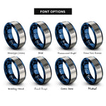 font options for inside engraving on blue & silver pcb board icon rings