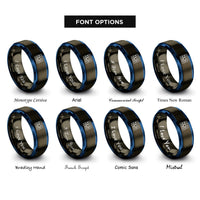font options for inside engraving on gunmetal & blue pcb board icon rings