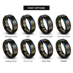 font options for inside engraving on gunmetal & blue pcb board icon rings