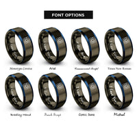 font options for inside engraving on gunmetal & blue pcb board icon rings
