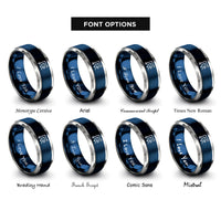font options for inside engraving on blue & grey pcb trace corner rings