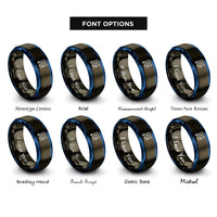 font options for inside engraving on gunmetal & blue pcb trace corner rings