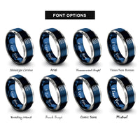 font options for inside engraving on blue & gray pcb traces rings