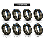 font options for inside engraving on gunmetal & blue pcb traces rings