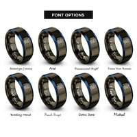 font options for inside engraving on gunmetal & blue pcb traces rings