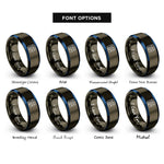 font options for inside engraving on gunmetal & blue pcb traces rings