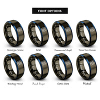 font options for inside engraving on gunmetal & blue pcb traces rings