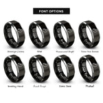 font options for inside engraving on black & grey pea flake rings