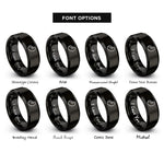 font options for inside engraving on black pea flake rings