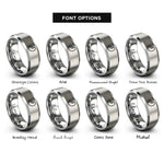 font options for inside engraving on grey pea flake rings