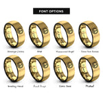 font options for inside engraving on black & gold peace rings