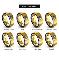 font options for inside engraving on black & gold peace rings