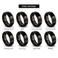 font options for inside engraving on black peace rings