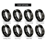 font options for inside engraving on black & gray peace dove rings