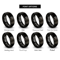 font options for inside engraving on black peace dove rings