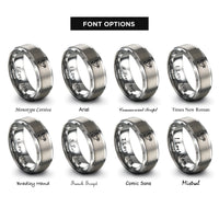 font options for inside engraving on gray peace dove star rings
