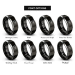 font options for inside engraving on black & gray peace doves rings