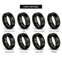 font options for inside engraving on black peace doves rings