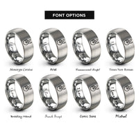 font options for inside engraving on silver peace hand rings