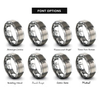 font options for inside engraving on grey peace hand rings