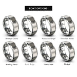 font options for inside engraving on gray peace hand rings